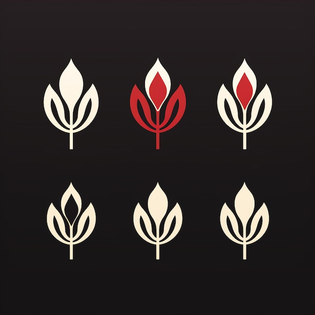 Zdjęcie zestaw ikon kwiatów ilustracja wektorowa izolowana na białym tle