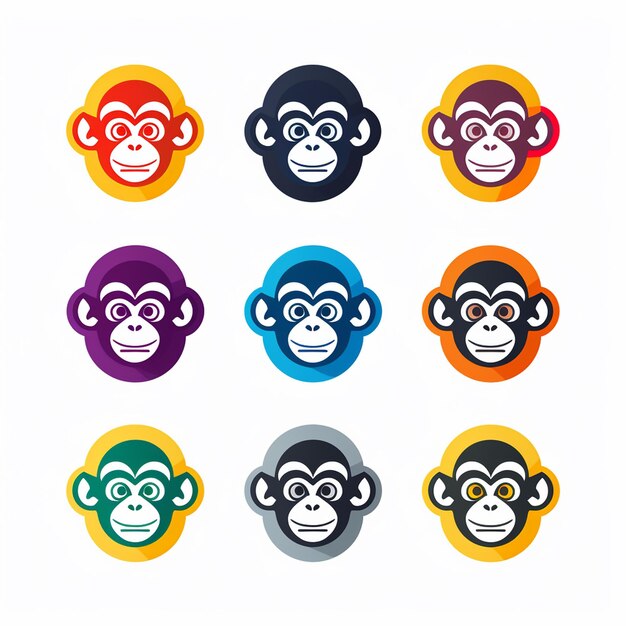 Zestaw ikon małpy Ilustracja wektorowa grupy małp