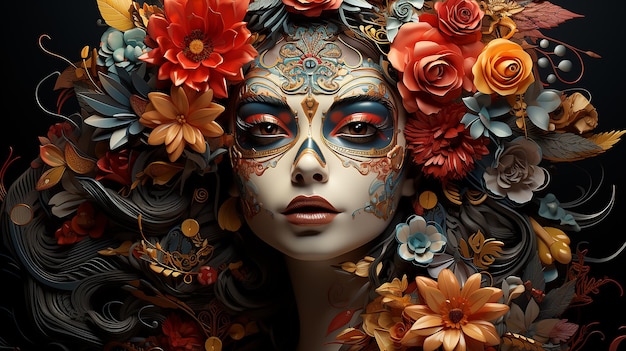 Zestaw ilustracji Day of the Dead Generative AI