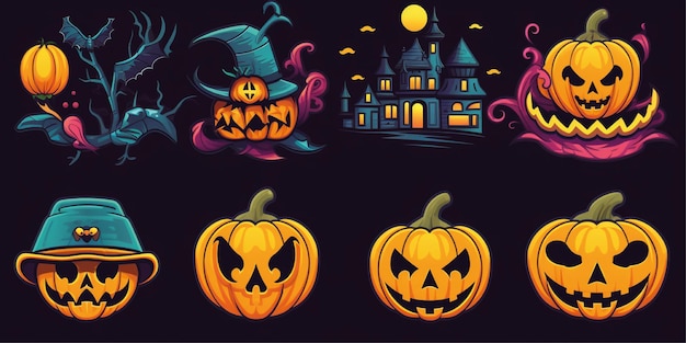 zestaw ilustracji tła halloween