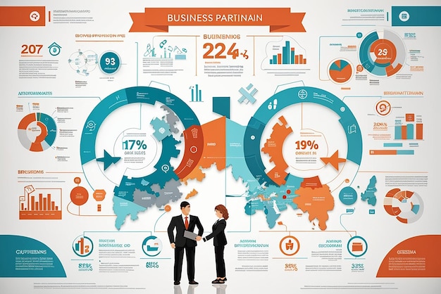 Zdjęcie zestaw infograficzny strategii biznesowej z symbolami procesu i postępu