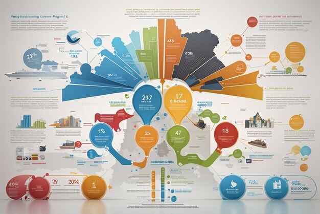 Zestaw infograficzny strategii biznesowej z symbolami procesu i postępu