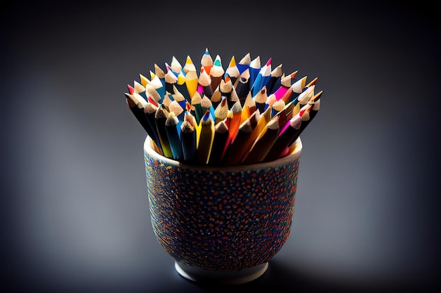 Zestaw kolor drewnianej kolekcji ołówków na białym tle Generative Ai
