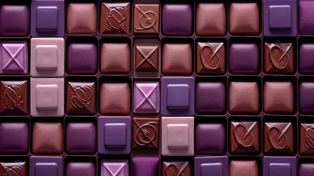 Zdjęcie zestaw modnych ręcznie wykonanych różowych czekolad