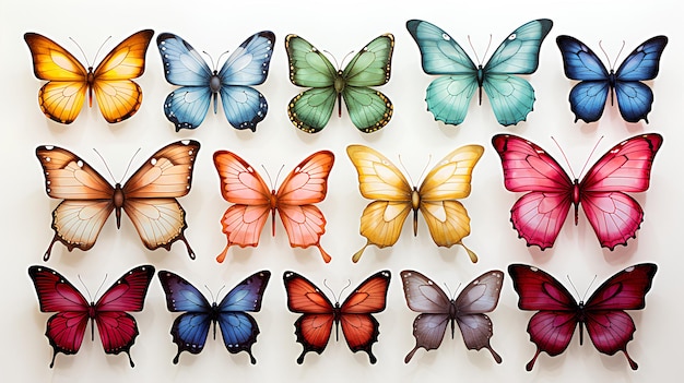 zestaw motyli na kwiecie