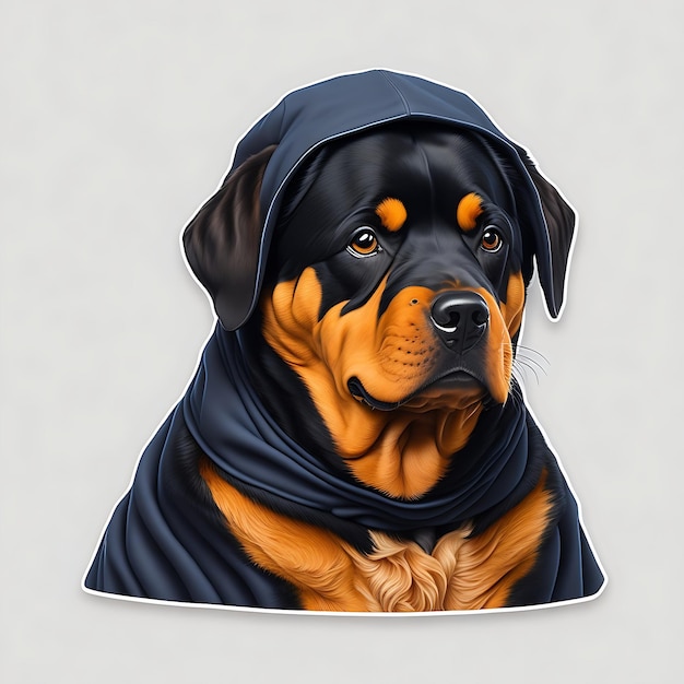 Zestaw naklejek z różnymi animowanymi psami uroczy Rottweiler w stylu Vermeer