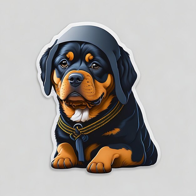 Zestaw naklejek z różnymi animowanymi psami uroczy Rottweiler w stylu Vermeer