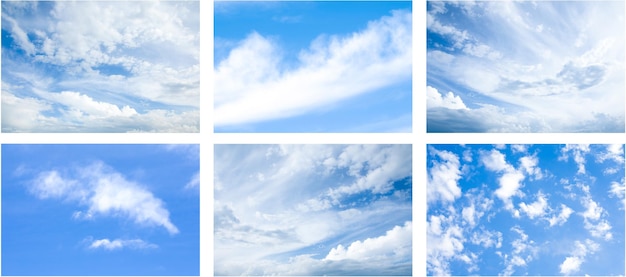 zestaw niebieskiego nieba z białymi chmurami