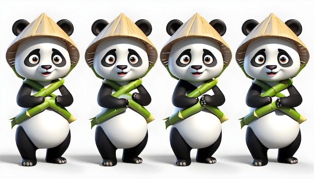 Zestaw postaci 3D panda