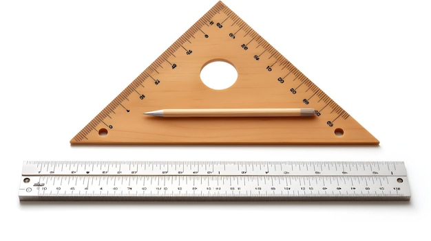 Zdjęcie zestaw precyzyjnej geometrii i linijka