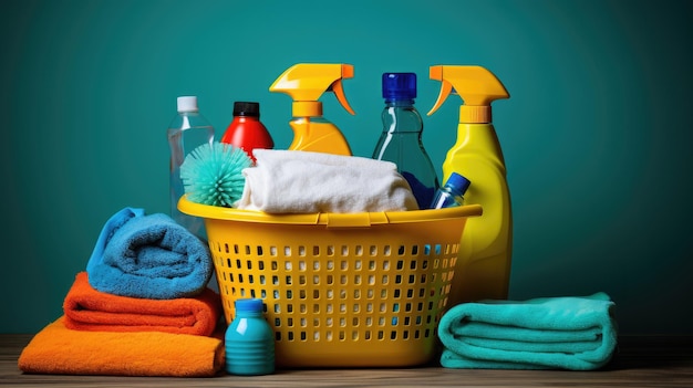 Zdjęcie zestaw produktów czyszczących i pralnianych