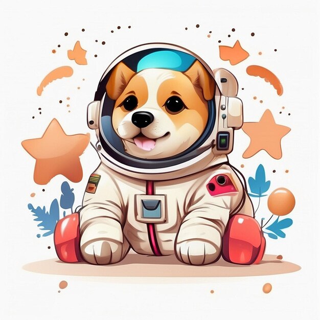 Zestaw projektów psów astronautów Kawaii wygenerowanych przez sztuczną inteligencję