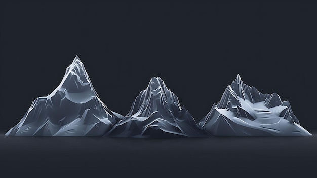 Zestaw prostych gór 16-bitowych pikseli z szczytami i śniegiem i geometryczną grą T-shirt Concept Art