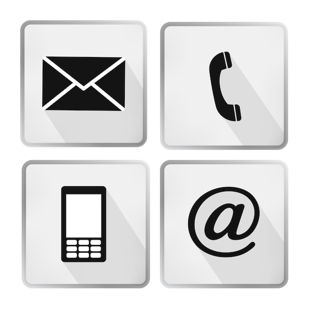 Zdjęcie zestaw przycisków ikon kontaktu - koperta, telefon komórkowy, telefon, poczta
