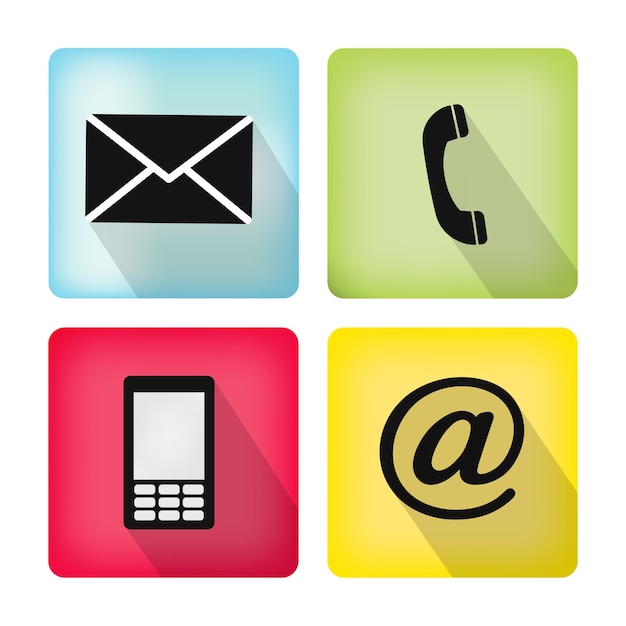 Zdjęcie zestaw przycisków kontaktowych - koperta, telefon komórkowy, telefon, poczta