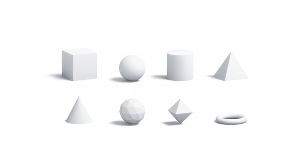 Zestaw puste białe kształty geometryczne, na białym tle