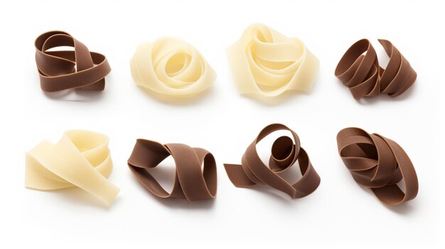 Zestaw pysznych czekoladowych loków na białym tle AI Generative