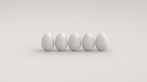 Zestaw realistycznych białych jaj kurzych na białym tle