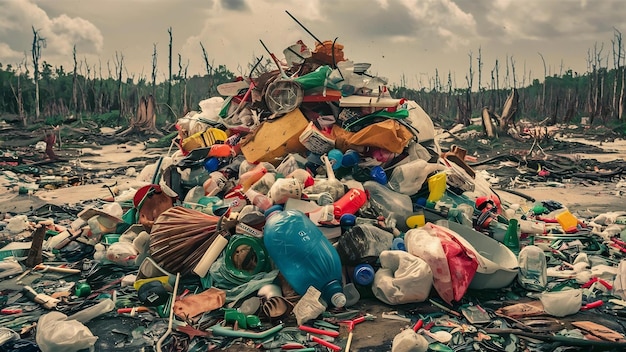 Zestaw różnych odpadów niezdatnych do biodegradacji