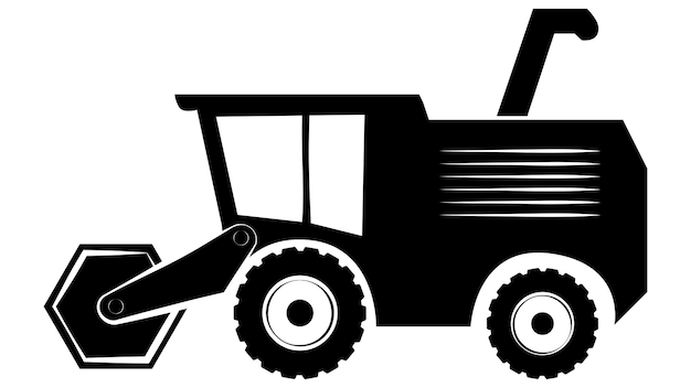 Zestaw Sylwetek Maszyn Rolniczych Izolowanych Na Białym Tle
