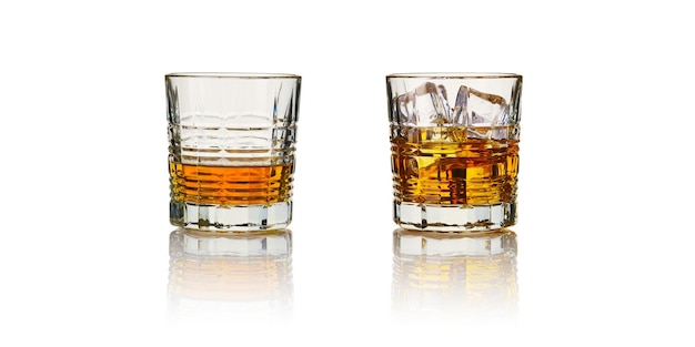 Zestaw Szklanek Do Whisky Kolażu Szklanek Whisky Na Białym Tle