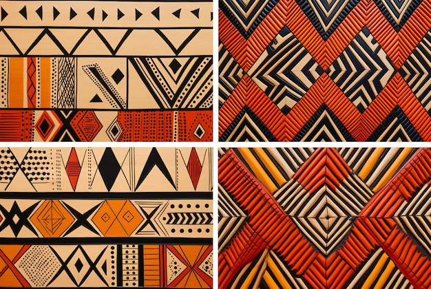 Zdjęcie zestaw tradycyjnych zachodnioafrykańskich wzorów