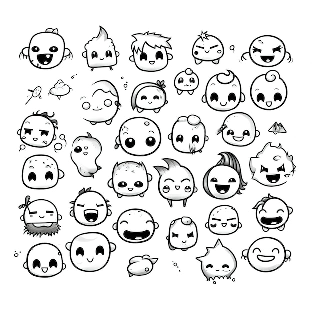 Zdjęcie zestaw twarzy emoji