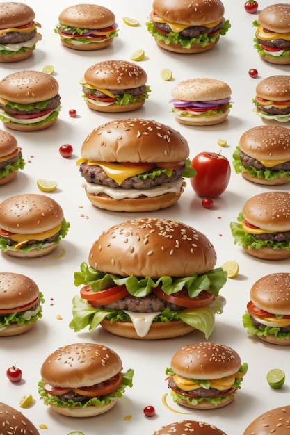 Zestaw wektorowy hamburgerów ikona hamburgerów