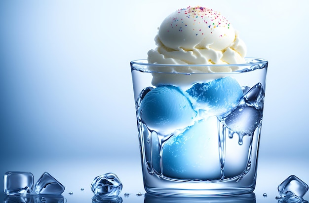 Zestaw wielobarwnych lodów w przezroczystej miseczce Popsicle Generative AI