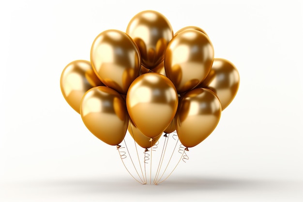 Zdjęcie zestaw złotych balonów z numerem 2 na nich