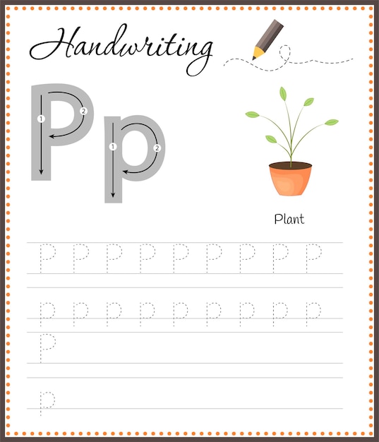 Zdjęcie zeszyt pisma ręcznego dla dzieci arkusze ćwiczeń do nauki liter zeszyt ćwiczeń dla dzieci strony edukacyjne dla przedszkolaków litera p