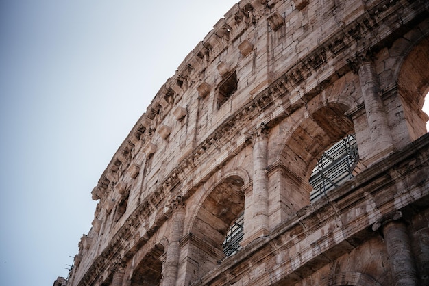 Zewnętrzny widok fasady Koloseum w Rzymie Włochy Unesco Światowego Dziedzictwa UNESCO Coloseo Flavian amfit