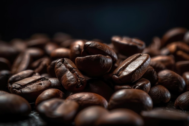 Ziarna kawy AI generowane przez zbliżenie
