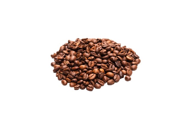 Ziarna kawy na białym tle Widok z góry Tekstura ziaren kawy