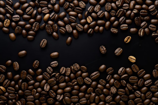 Ziarna kawy na czarnym tle mogą służyć jako tło