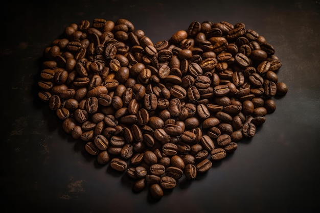 Ziarna Kawy Ułożone W Kształcie Serca Generatywne AI