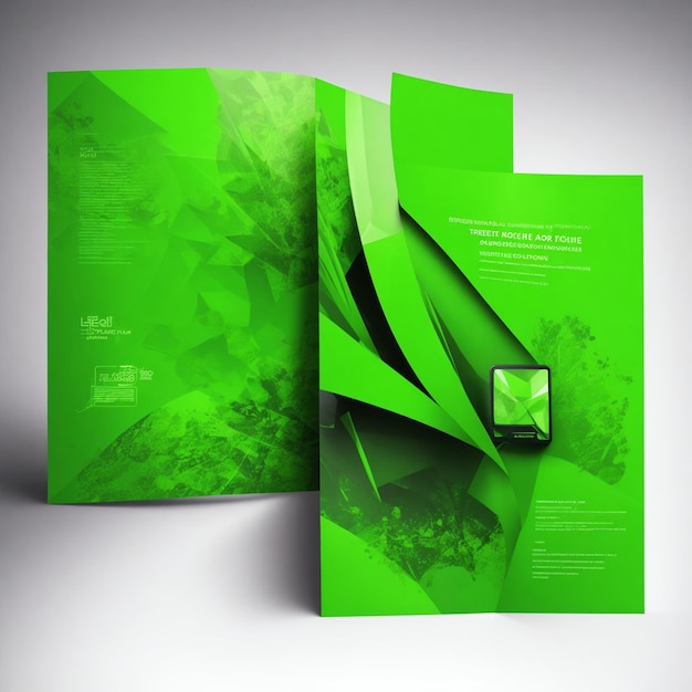 Zdjęcie zielona broszura w stylu technologicznym