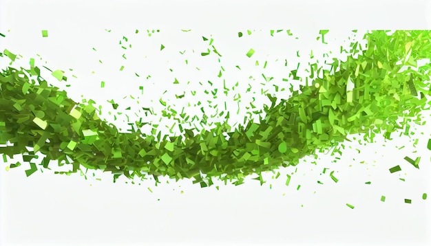 Zielona fala jest posypana zielonymi cząsteczkami.