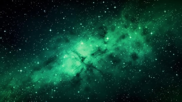 Zielona galaktyka z gwiazdami w tle