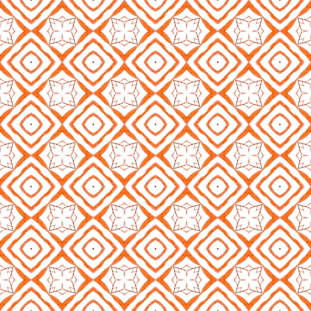 Zielona geometryczna chevron akwarela granica pomarańczowa zadziwiająca boho chic letni projekt tekstylny gotowy i...