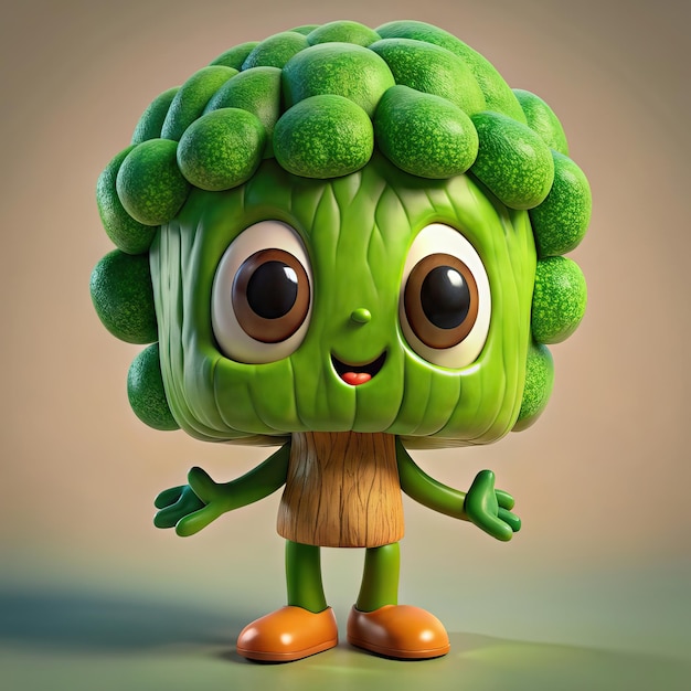 Zdjęcie zielona głowa brokuła z twarzą, która mówi 