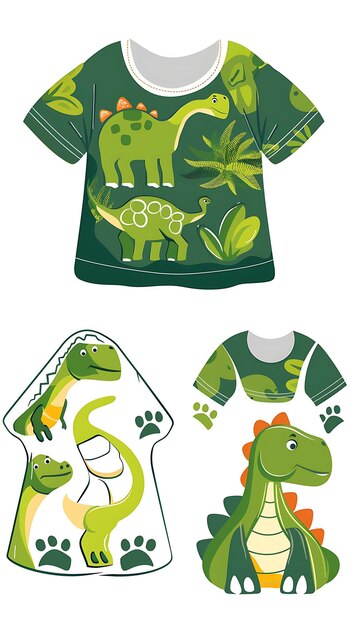 Zdjęcie zielona koszula dinozaura z zielonym dinozaurem na niej