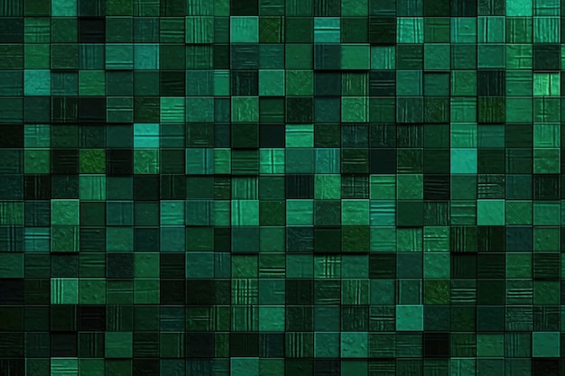 Zielona modułowa żywa ściana z wieloma zazębiającymi się kwadratami Generative AI
