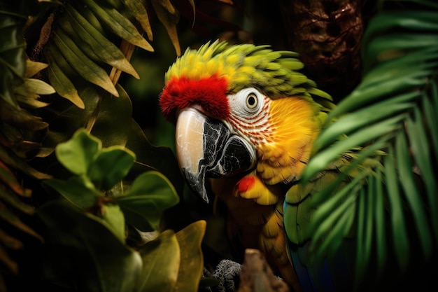 Zielona papuga w dżungli