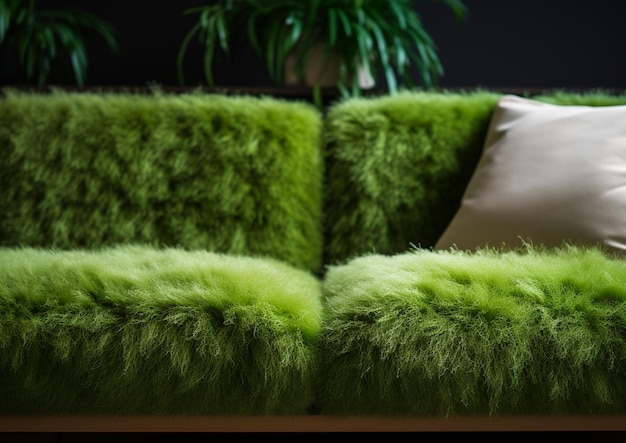zielona poduszka z białą poduszką