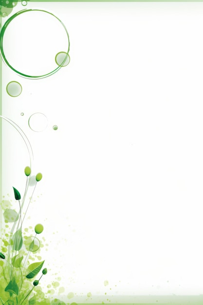 Zdjęcie zielona ramka z kwiatami i bąbelkami