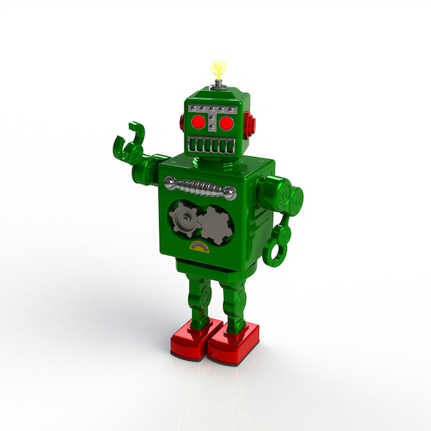 Zielona retro robot 3d ilustracja odizolowywająca na białym tle.