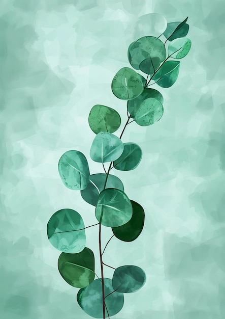 Zdjęcie zielona roślina z liśćmi na zielonym tle