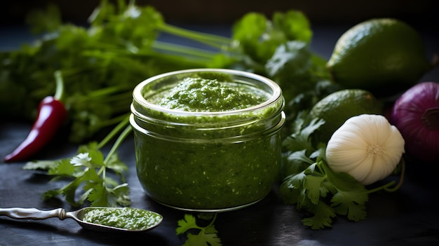 Zdjęcie zielona salsa verde