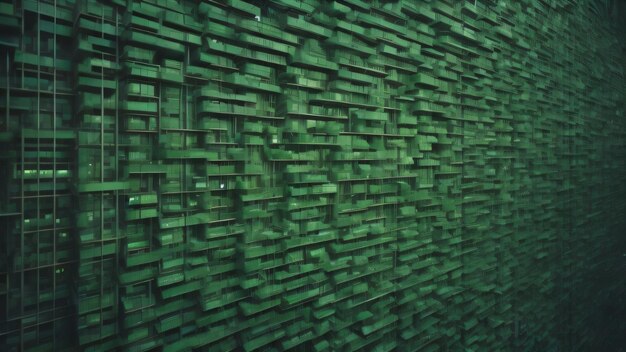 Zielona ściana Z Zielonym Wzorem